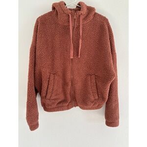Aeropostale Sherpa Hoodie Womens Size Small Hood Rust Teddy Outdoor Southwestern